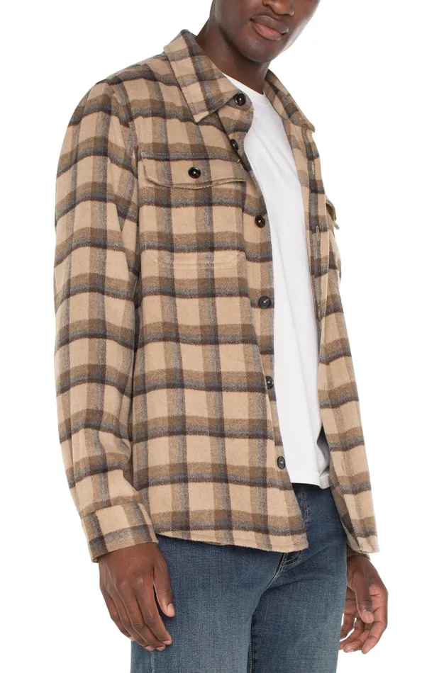 Mens Liverpool Los Angeles Jackets and Blazers SHIRT JACKET Tan Brown Multi