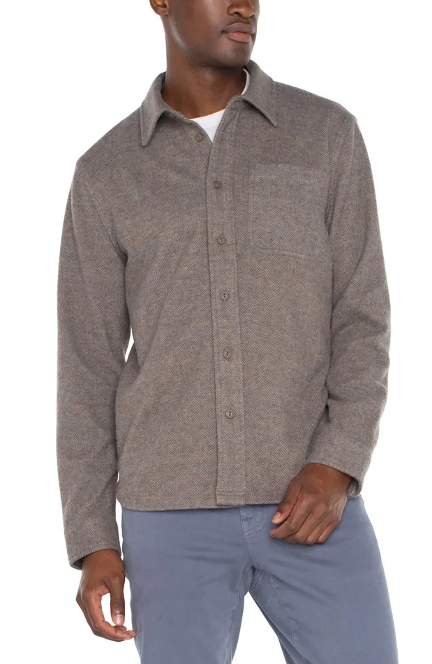 Mens Liverpool Los Angeles Shirts BUTTON UP LONG SLEEVE SHIRT Taupe Blue Multi