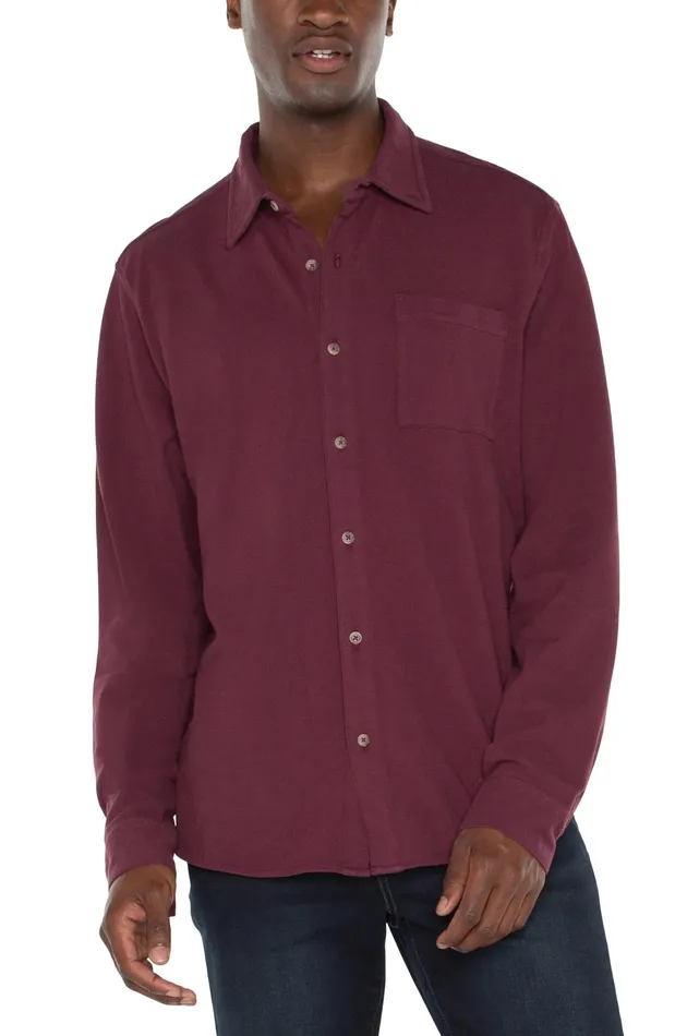 Mens Liverpool Los Angeles Shirts BUTTON UP LONG SLEEVE SHIRT Wine