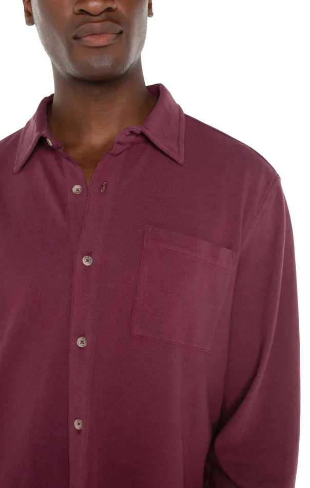 Mens Liverpool Los Angeles Shirts BUTTON UP LONG SLEEVE SHIRT Wine