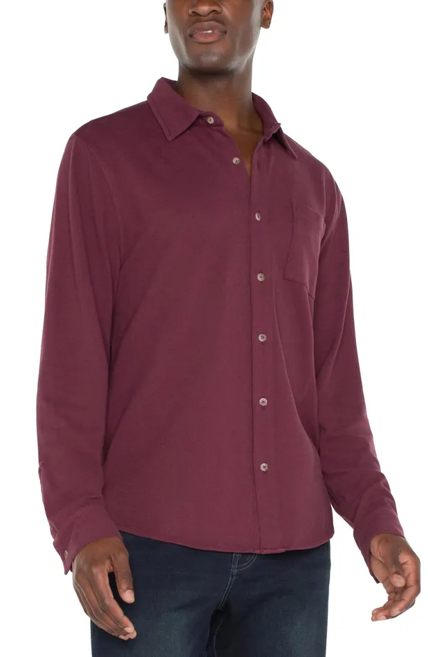 Mens Liverpool Los Angeles Shirts BUTTON UP LONG SLEEVE SHIRT Wine