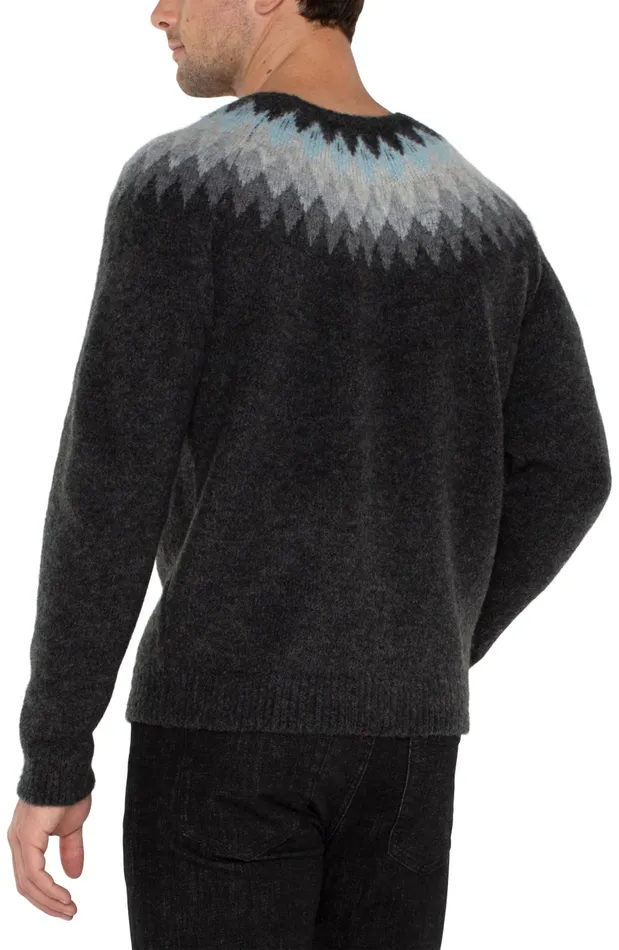 Mens Liverpool Los Angeles Shirts CREW NECK RAGLAN SWEATER Charcaol Grey Multi