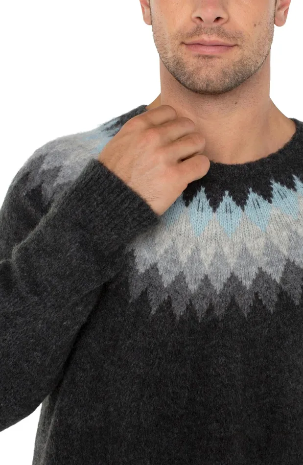 Mens Liverpool Los Angeles Shirts CREW NECK RAGLAN SWEATER Charcaol Grey Multi
