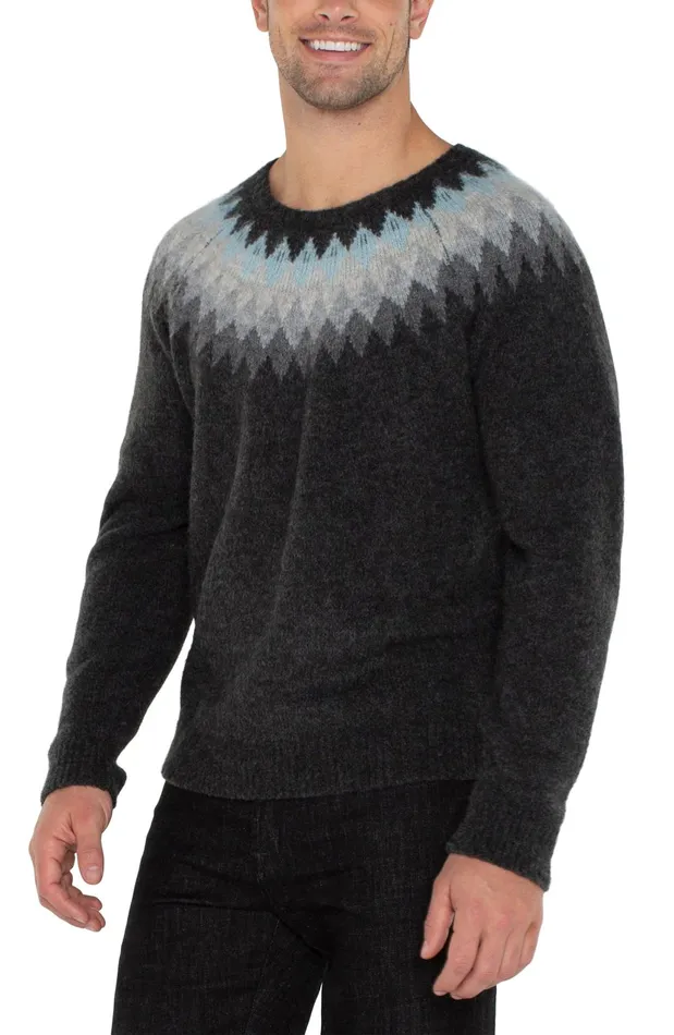 Mens Liverpool Los Angeles Shirts CREW NECK RAGLAN SWEATER Charcaol Grey Multi