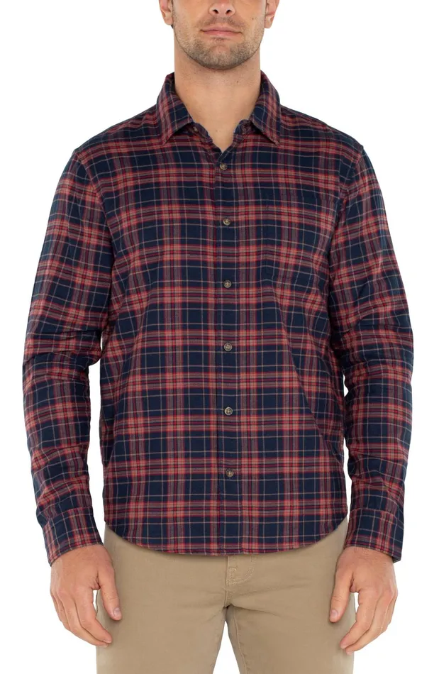 Mens Liverpool Los Angeles Shirts LONG SLEEVE BUTTON UP SHIRT Navy Red Multi