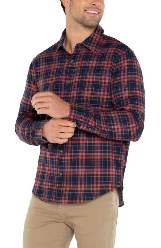 Mens Liverpool Los Angeles Shirts LONG SLEEVE BUTTON UP SHIRT Navy Red Multi