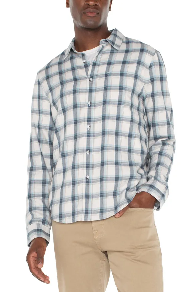 Mens Liverpool Los Angeles Shirts LONG SLEEVE BUTTON UP SHIRT Putty Blue Grey