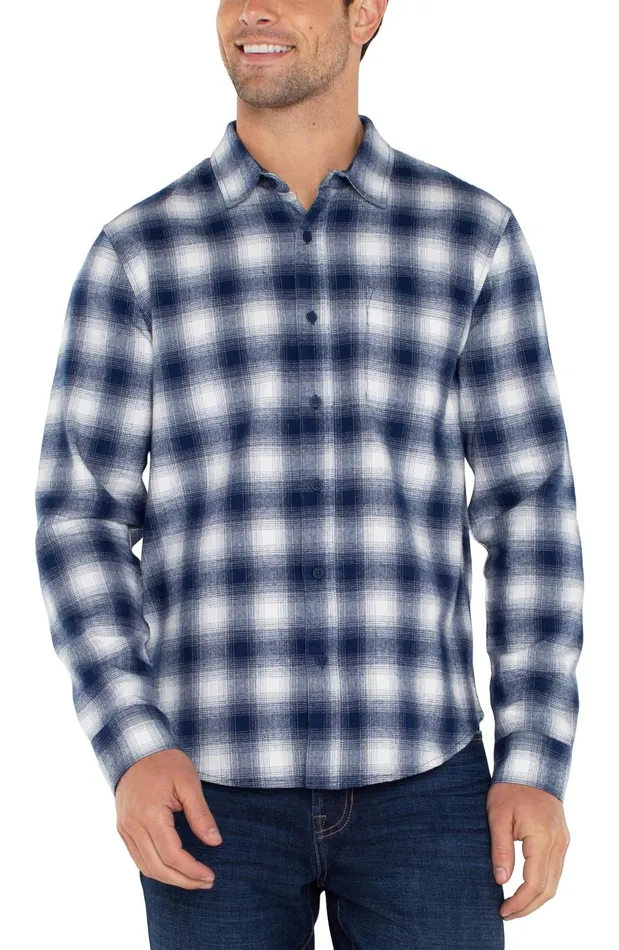 Mens Liverpool Los Angeles Shirts LONG SLEEVE BUTTON UP SHIRT White Navy