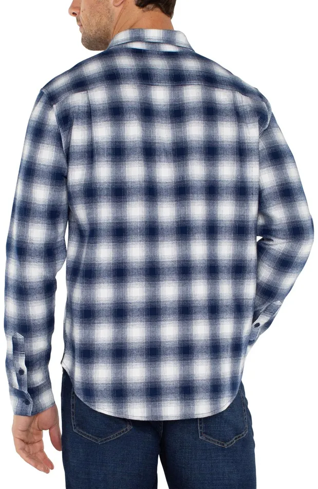 Mens Liverpool Los Angeles Shirts LONG SLEEVE BUTTON UP SHIRT White Navy