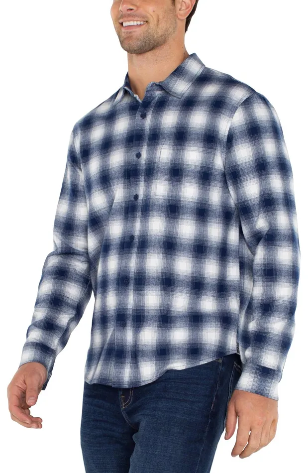 Mens Liverpool Los Angeles Shirts LONG SLEEVE BUTTON UP SHIRT White Navy