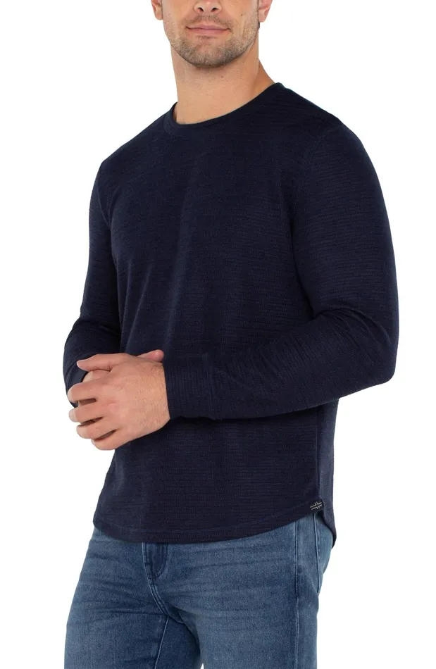 Mens Liverpool Los Angeles Shirts LONG SLEEVE CREW NECK Navy