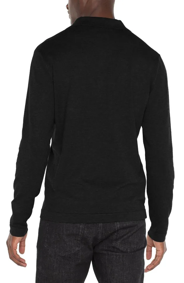 Mens Liverpool Los Angeles Shirts LONG SLEEVE KNIT POLO Black