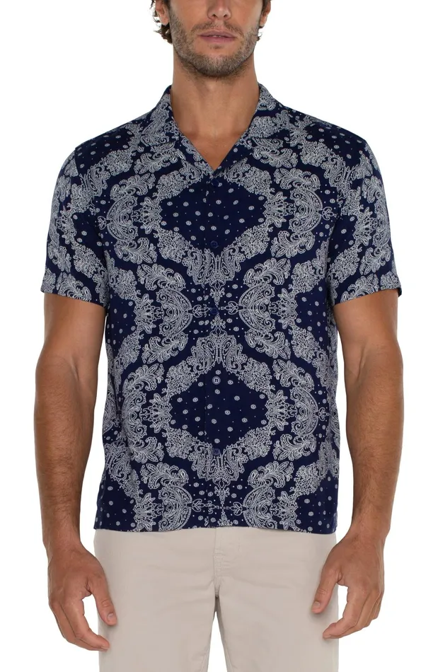Mens Liverpool Los Angeles Shirts SHORT SLEEVE CAMP SHIRT Eclipse Porcelain