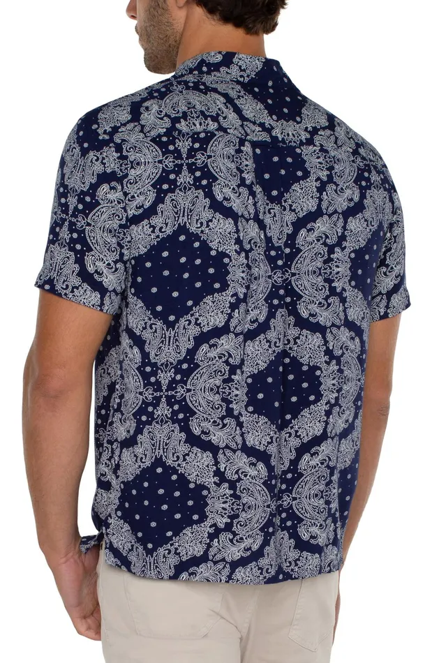 Mens Liverpool Los Angeles Shirts SHORT SLEEVE CAMP SHIRT Eclipse Porcelain