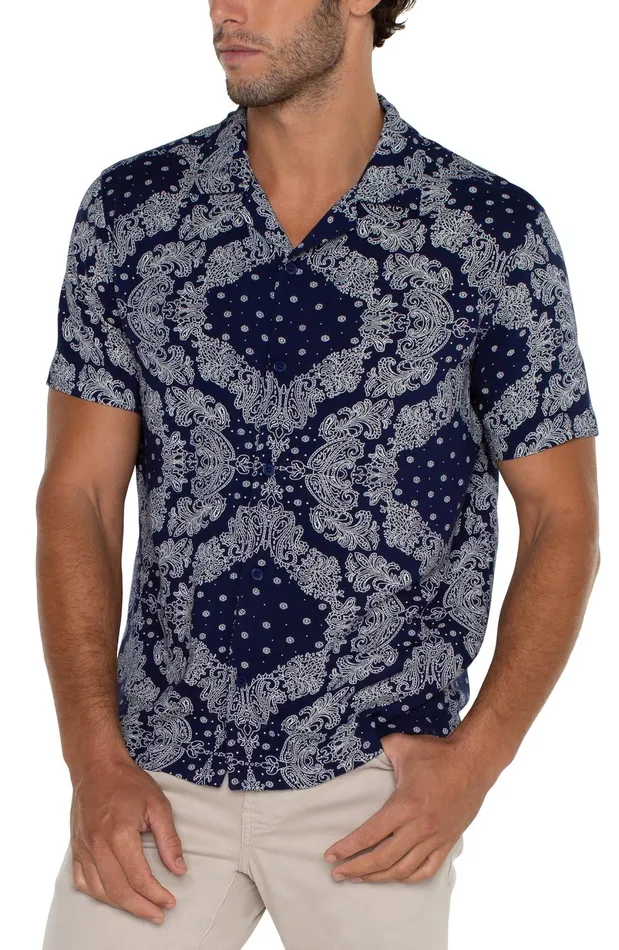 Mens Liverpool Los Angeles Shirts SHORT SLEEVE CAMP SHIRT Eclipse Porcelain