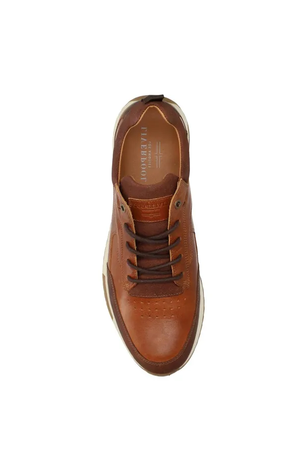 Mens Liverpool Los Angeles Sneakers BENNET LEATHER TEXTURED SNEAKER Cognac