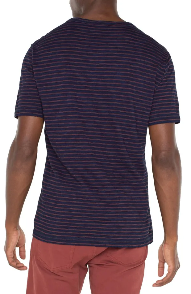 Mens Liverpool Los Angeles Tees SHORT SLEEVE HENLEY Dark Indigo