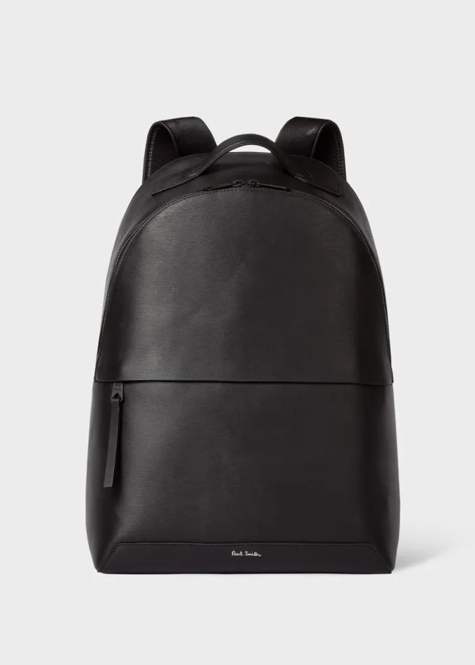 Mens Paul Smith Bags Black Embossed Leather Backpack