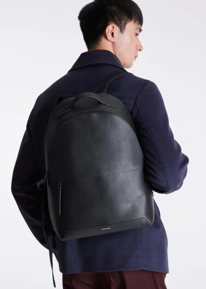 Mens Paul Smith Bags Black Embossed Leather Backpack Mens Paul Smith Bags Black Embossed Leather Backpack