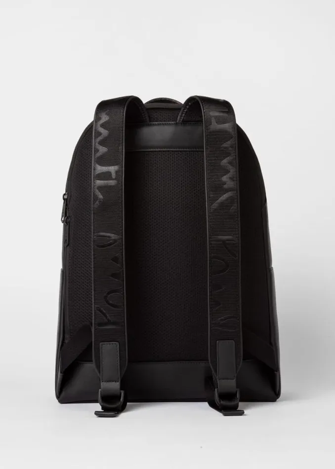 Mens Paul Smith Bags Black Embossed Leather Backpack Mens Paul Smith Bags Black Embossed Leather Backpack