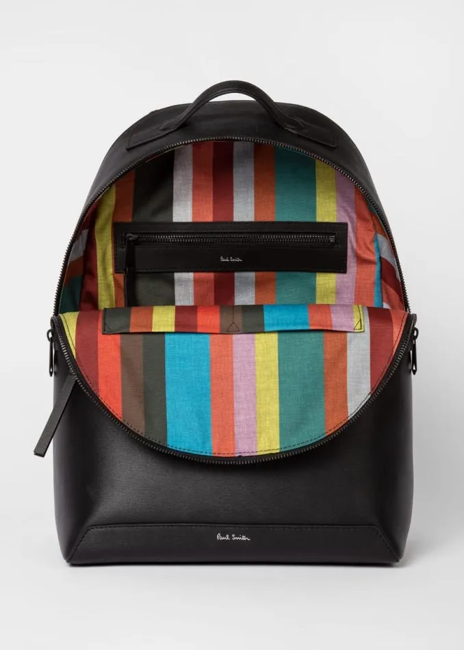 Mens Paul Smith Bags Black Embossed Leather Backpack Mens Paul Smith Bags Black Embossed Leather Backpack