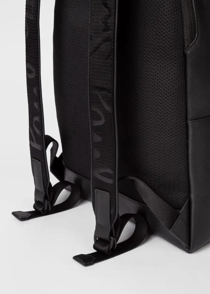 Mens Paul Smith Bags Black Embossed Leather Backpack Mens Paul Smith Bags Black Embossed Leather Backpack