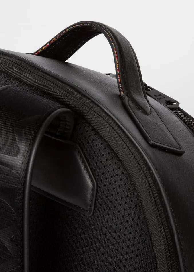 Mens Paul Smith Bags Black Embossed Leather Backpack Mens Paul Smith Bags Black Embossed Leather Backpack
