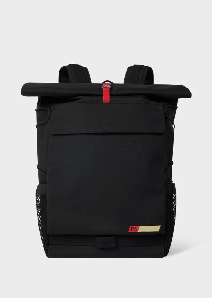 Mens Paul Smith Bags Black Nylon Utilitarian RollTop Backpack