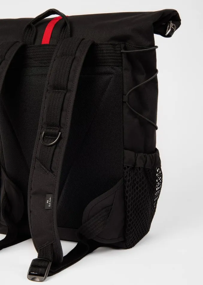 Mens Paul Smith Bags Black Nylon Utilitarian RollTop Backpack Mens Paul Smith Bags Black Nylon Utilitarian RollTop Backpack