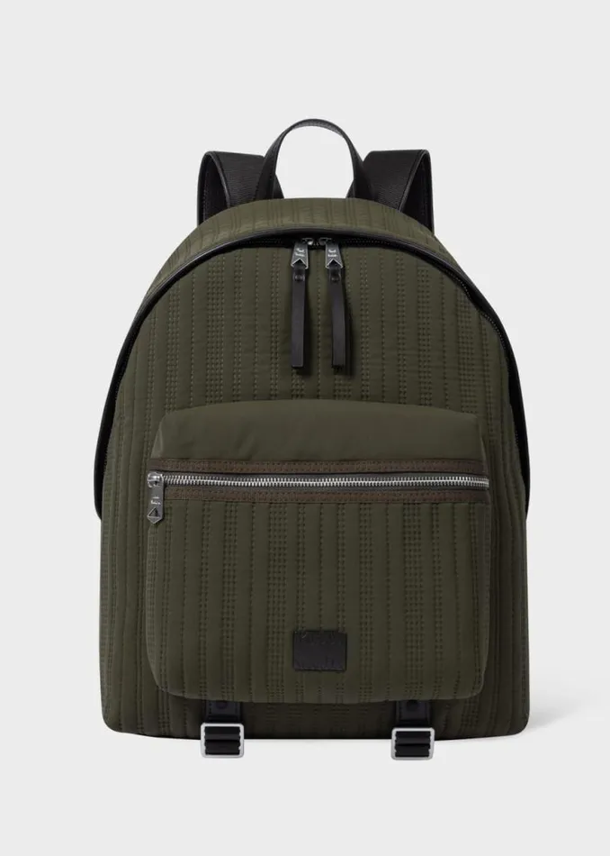 Mens Paul Smith Bags Khaki Quilted Backpack