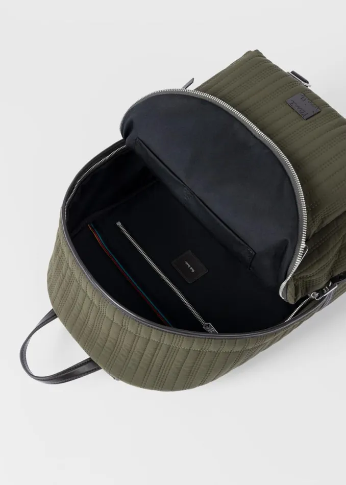 Mens Paul Smith Bags Khaki Quilted Backpack