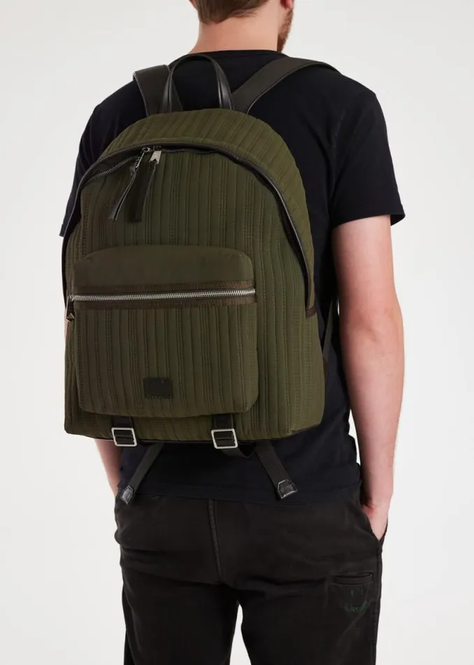 Mens Paul Smith Bags Khaki Quilted Backpack