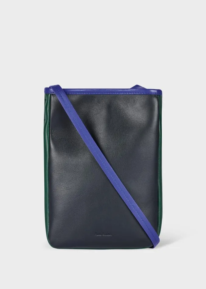 Mens Paul Smith Bags Navy ColourBlock Leather Pouch Bag