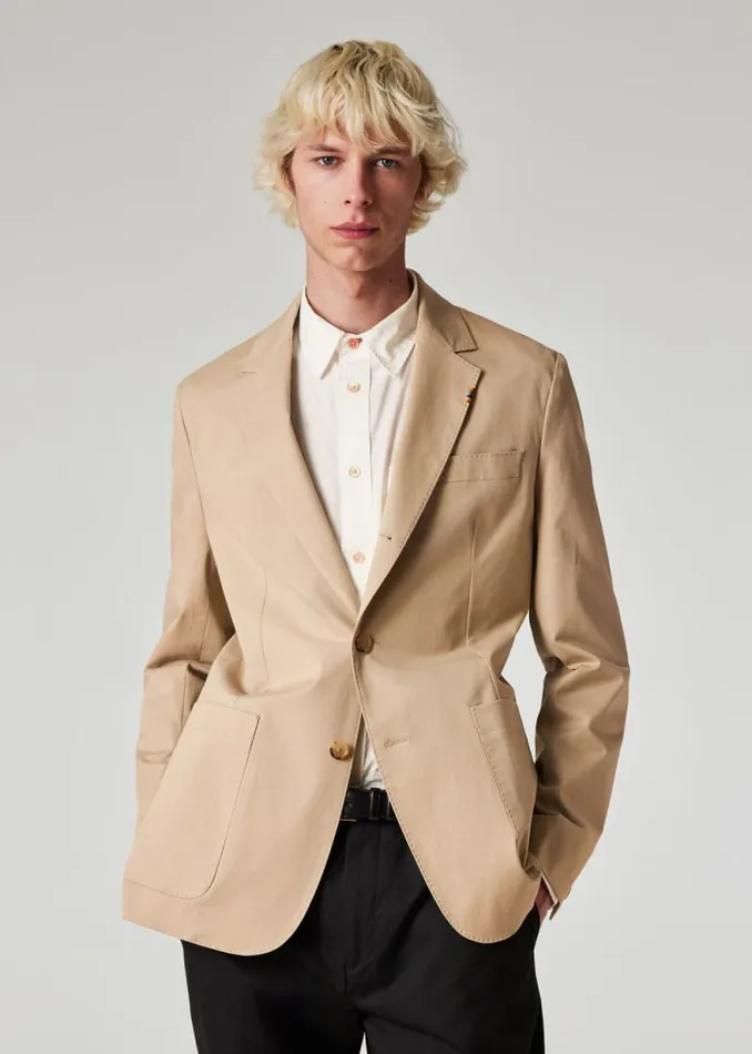 Mens Paul Smith Blazers Beige Linen BuggyLined Blazer