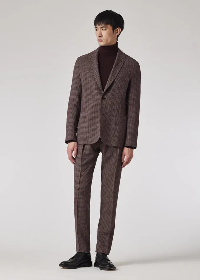 Mens Paul Smith Blazers Brown StretchWool Gingham Check Blazer Mens Paul Smith Blazers Brown StretchWool Gingham Check Blazer