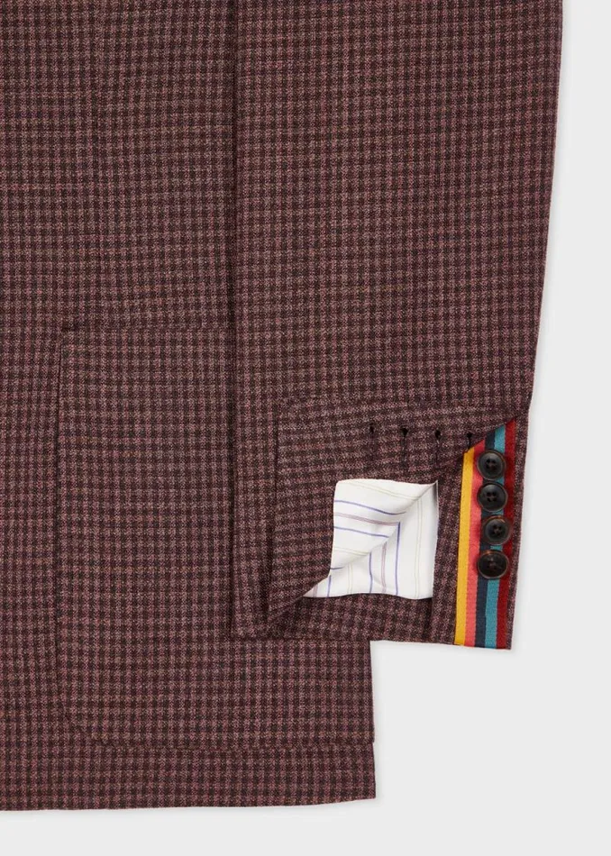 Mens Paul Smith Blazers Brown StretchWool Gingham Check Blazer Mens Paul Smith Blazers Brown StretchWool Gingham Check Blazer