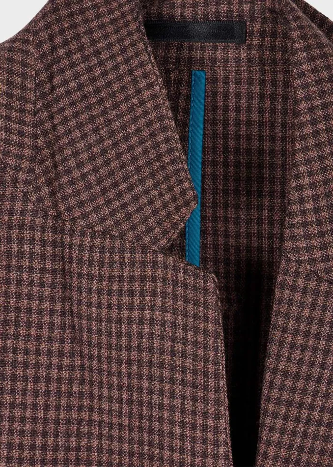 Mens Paul Smith Blazers Brown StretchWool Gingham Check Blazer Mens Paul Smith Blazers Brown StretchWool Gingham Check Blazer