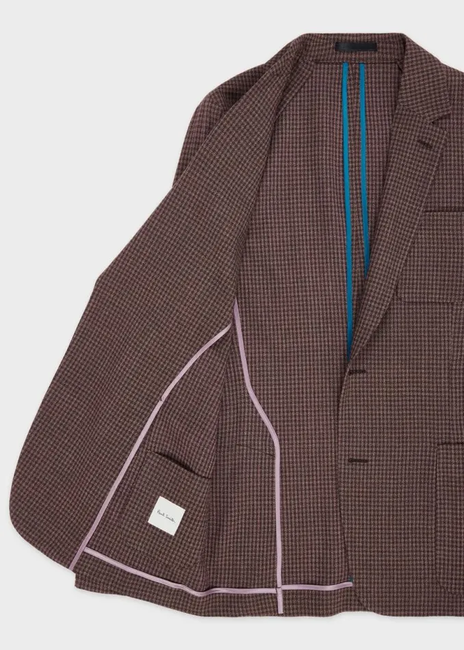 Mens Paul Smith Blazers Brown StretchWool Gingham Check Blazer Mens Paul Smith Blazers Brown StretchWool Gingham Check Blazer