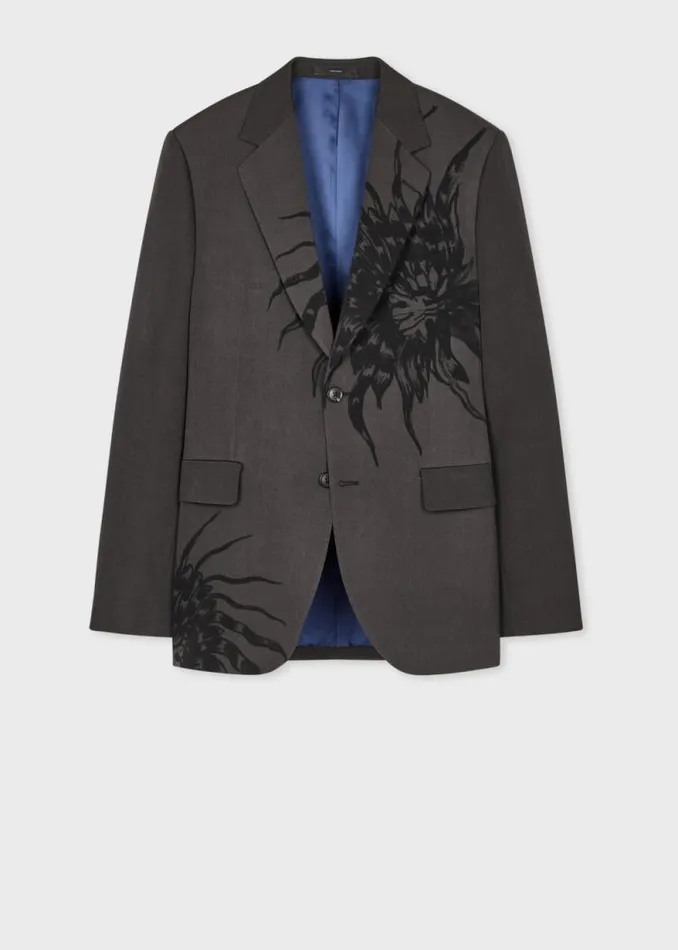 Mens Paul Smith Blazers Charcoal 039Thistleberry039 Print Wool Blazer