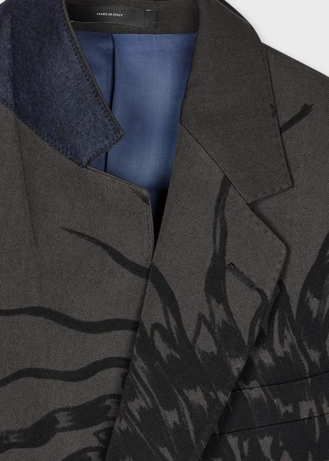 Mens Paul Smith Blazers Charcoal 039Thistleberry039 Print Wool Blazer