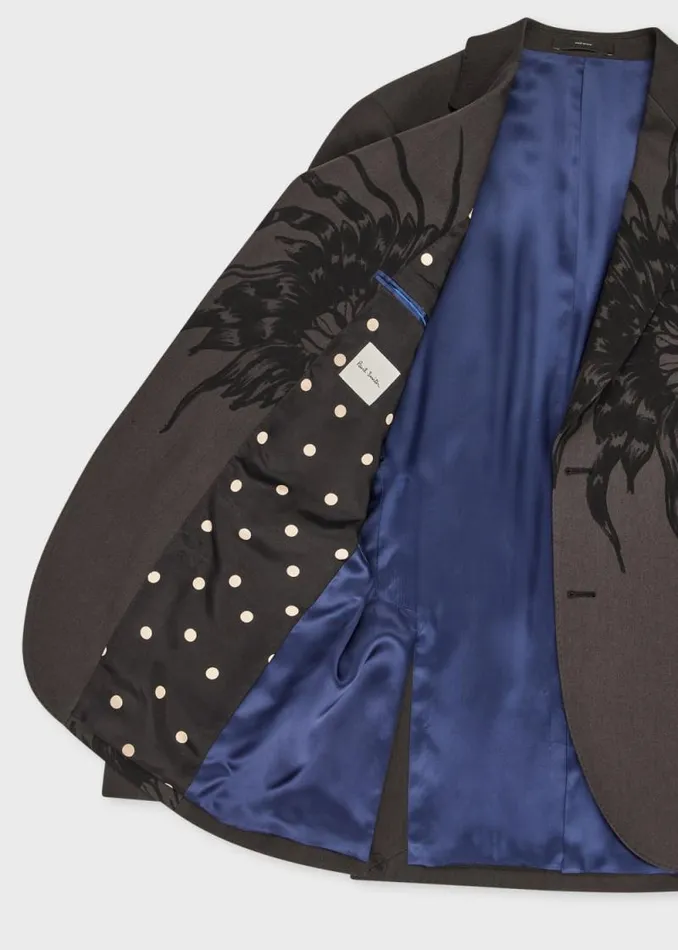 Mens Paul Smith Blazers Charcoal 039Thistleberry039 Print Wool Blazer