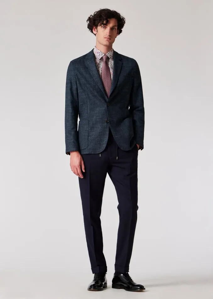 Mens Paul Smith Blazers Dark Blue Marl WoolLinen Unlined Blazer Mens Paul Smith Blazers Dark Blue Marl WoolLinen Unlined Blazer