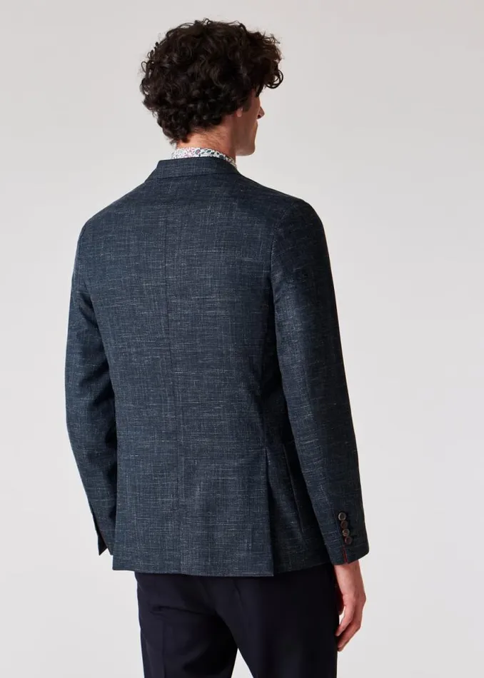 Mens Paul Smith Blazers Dark Blue Marl WoolLinen Unlined Blazer Mens Paul Smith Blazers Dark Blue Marl WoolLinen Unlined Blazer