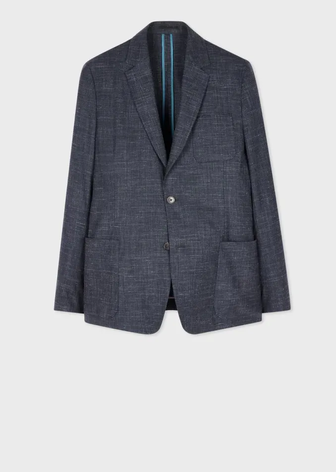 Mens Paul Smith Blazers Dark Blue Marl WoolLinen Unlined Blazer Mens Paul Smith Blazers Dark Blue Marl WoolLinen Unlined Blazer