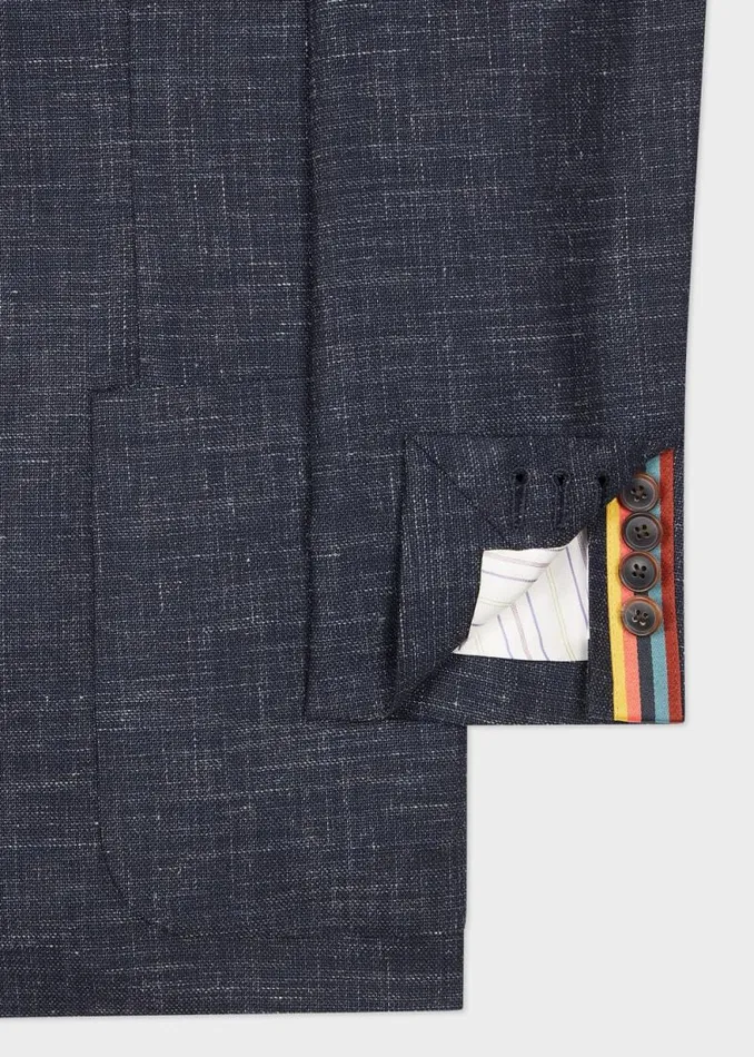 Mens Paul Smith Blazers Dark Blue Marl WoolLinen Unlined Blazer Mens Paul Smith Blazers Dark Blue Marl WoolLinen Unlined Blazer