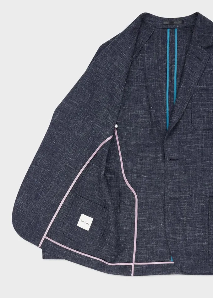 Mens Paul Smith Blazers Dark Blue Marl WoolLinen Unlined Blazer Mens Paul Smith Blazers Dark Blue Marl WoolLinen Unlined Blazer