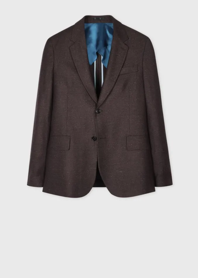 Mens Paul Smith Blazers Dark Brown Wool And SilkBlend Blazer