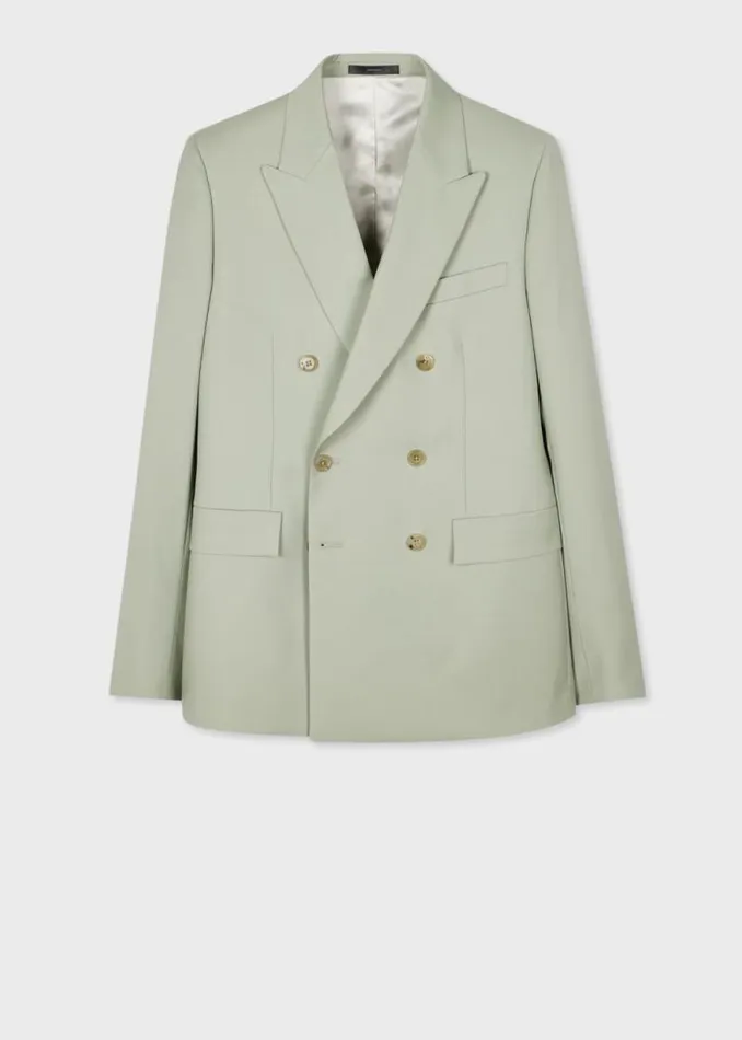 Mens Paul Smith Blazers Light Green WoolMohair DoubleBreasted Blazer