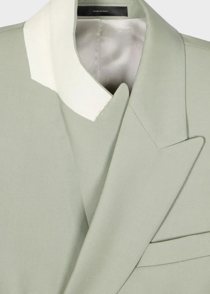 Mens Paul Smith Blazers Light Green WoolMohair DoubleBreasted Blazer
