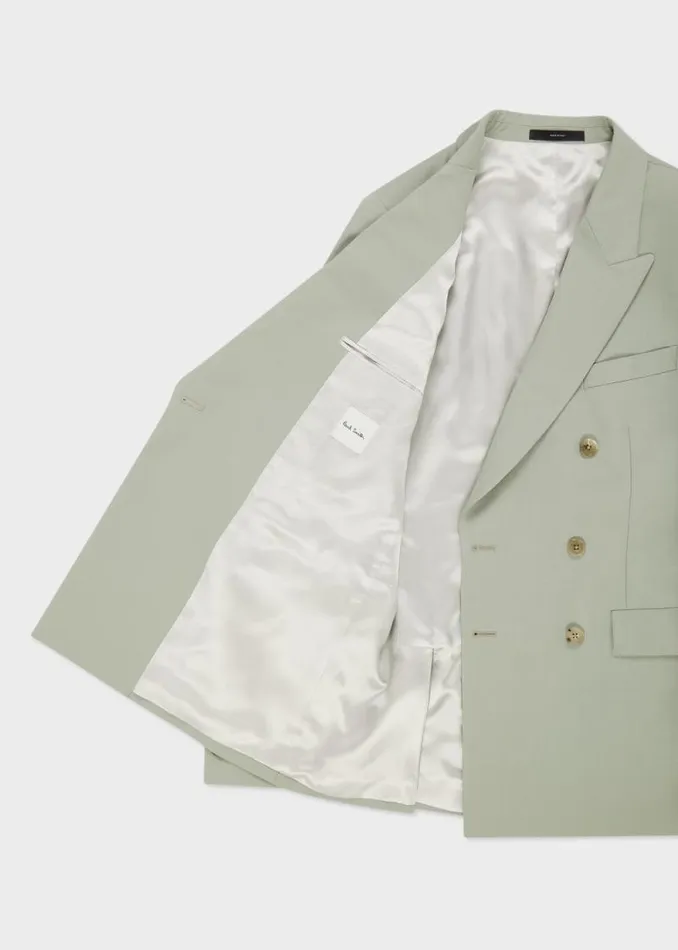 Mens Paul Smith Blazers Light Green WoolMohair DoubleBreasted Blazer